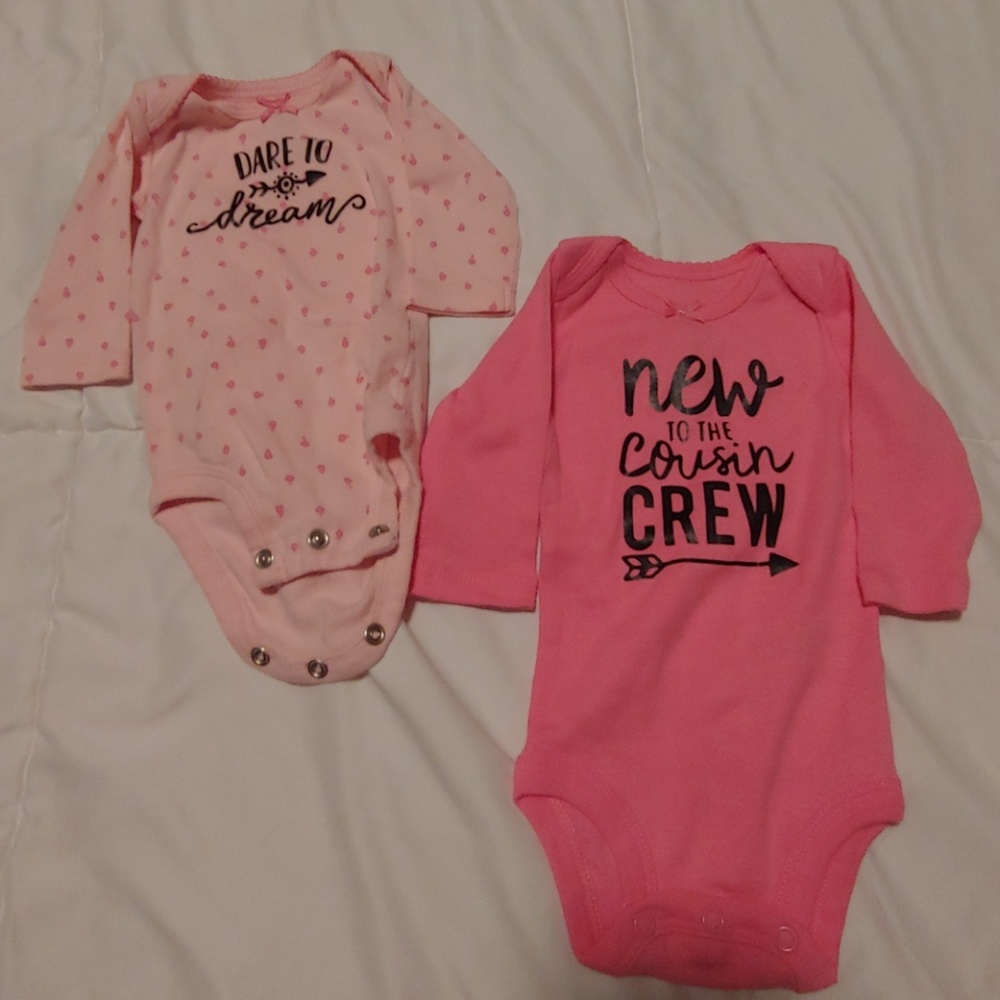 2 newborn custom made onsies